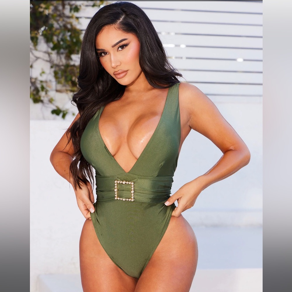 Fashion Nova Green One Piece Swimsuit